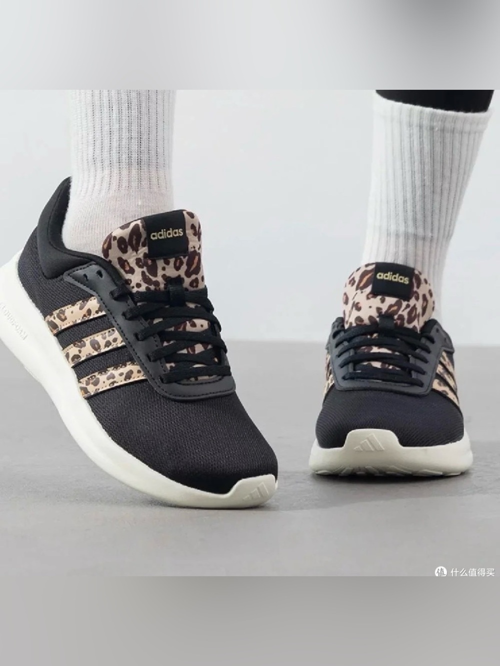 adidas Women’s Black Sneakers with Leopard Accent